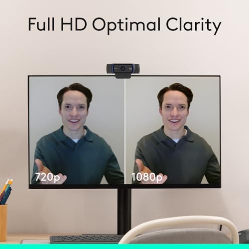 Logitech Pro Webcam, Full HD Video Calling, Clear Stereo Audio