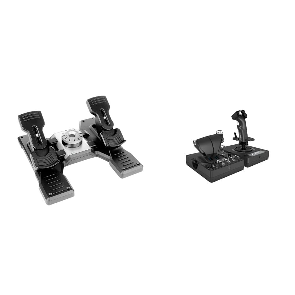 logitech G X56 H.O.T.A.S Throttle and Joystick Flight Simulator Game Controller + Pro Flight Rudder Pedals Bundle