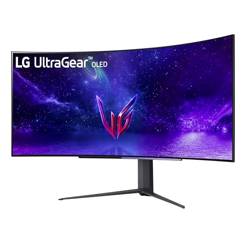 LG 45GR95QE-B Curved Ultragear Gaming Monitor 45-Inch (3440 x 1440) OLED Display, 240Hz Refresh Rate, 0.03ms GtG Response Time, NVIDIA G-SYNC Compatible, Contrast Ratio 1.5M:1, Black