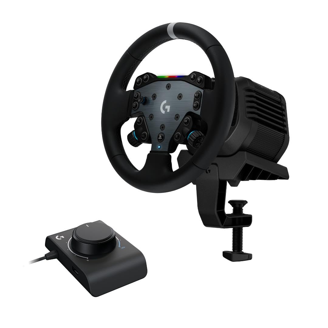 Logitech G RS50 System, 3-Piece Sim Racing Steering Wheel Setup - RS50 Wheel Base with 8 Nm Direct Drive