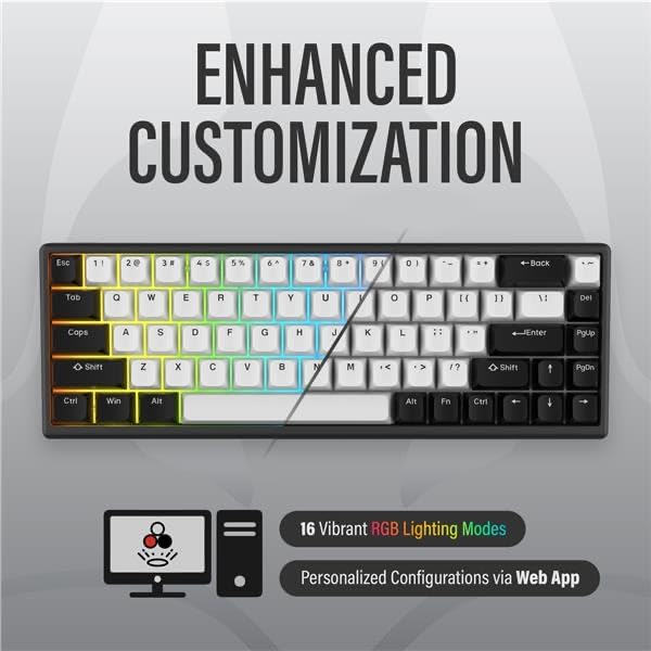 ARBITER Polar 65 -CNC Magnetic Gaming Keyboard w Rapid Trigger, Hall Effect Switches, CNC Aluminum Frame, Rapid Trigger, 65% Compact, Bright RGB, Dual-Shot PBT Keycaps