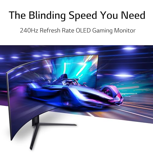 LG 45GR95QE-B Curved Ultragear Gaming Monitor 45-Inch (3440 x 1440) OLED Display, 240Hz Refresh Rate, 0.03ms GtG Response Time, NVIDIA G-SYNC Compatible, Contrast Ratio 1.5M:1, Black