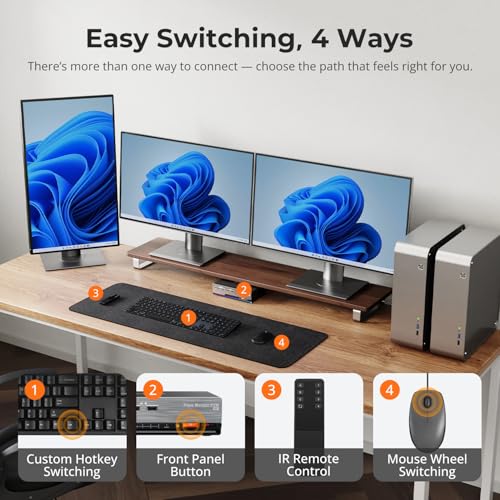 TESmart 8K@60Hz DP KVM Switch 3 Monitors 2 Computers USB 3.0, KVM Switch Triple Monitor 2 Computers DisplayPort 1.4, Support EDID, 1G Ethernet, Hotkey Switch, 4K@144Hz 2K@144Hz for Gaming&Home Office