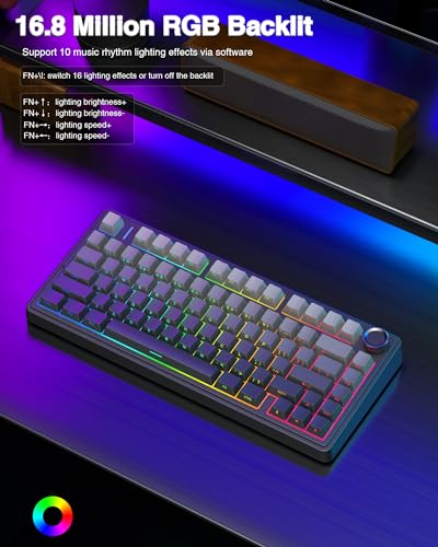 AULA Wireless Mechanical Keyboard,Gasket Hot Swappable Custom Keyboard,RGB Backlit,Pre-lubed Linear Switches,Side Printed PBT Keycaps,2.4GHz/USB-C/Bluetooth Mechancial Gaming Keyboard