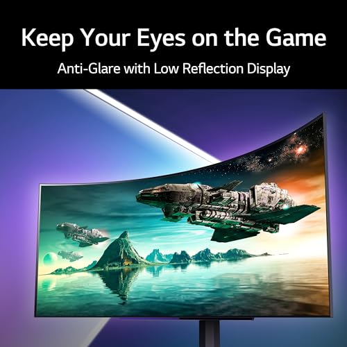 LG 45GR95QE-B Curved Ultragear Gaming Monitor 45-Inch (3440 x 1440) OLED Display, 240Hz Refresh Rate, 0.03ms GtG Response Time, NVIDIA G-SYNC Compatible, Contrast Ratio 1.5M:1, Black