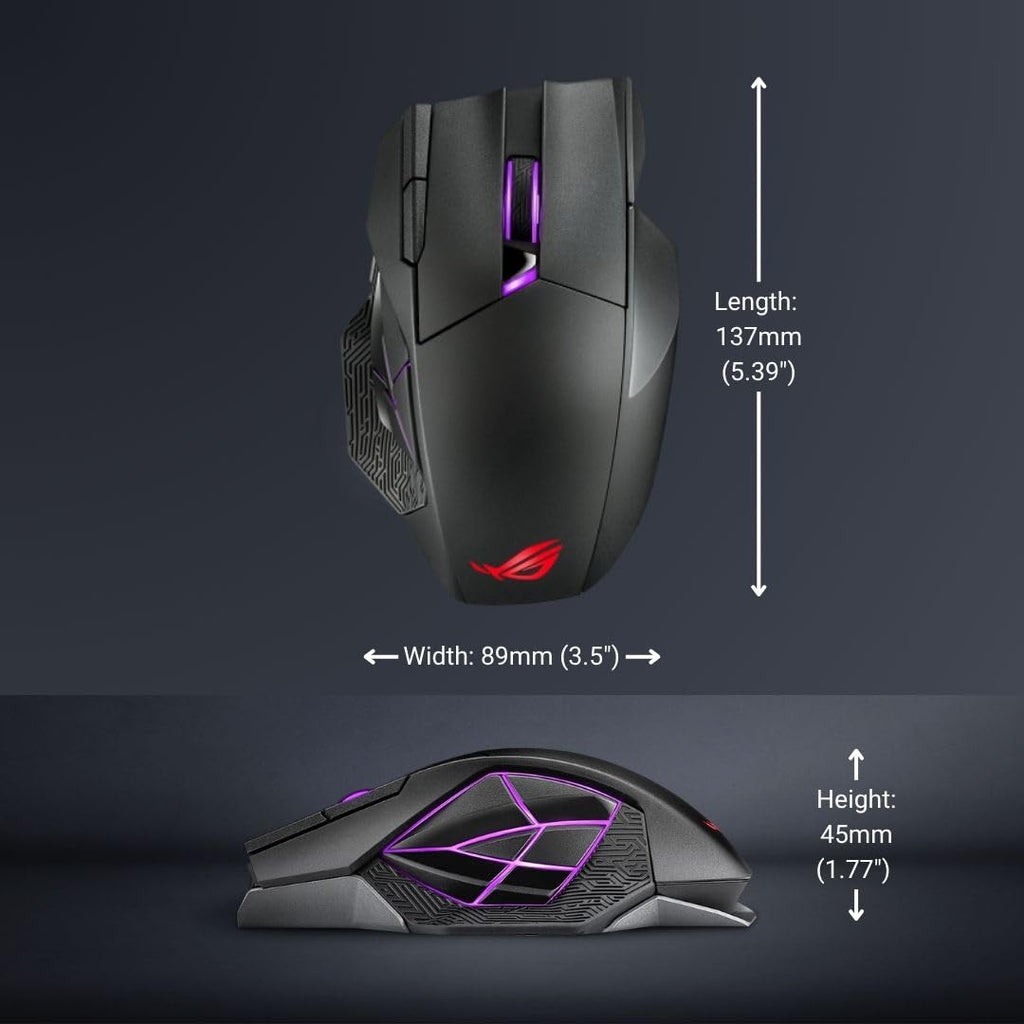 ASUS ROG Harpe Ace Aim Lab Edition Gaming Mouse, 54 g Ultra-Lightwieght, Connectivity (2.4GHz RF, Bluetooth, Wired), 36K DPI Sensor, 5 Programmable Buttons, ROG SpeedNova, Esports & FPS Gaming, Black