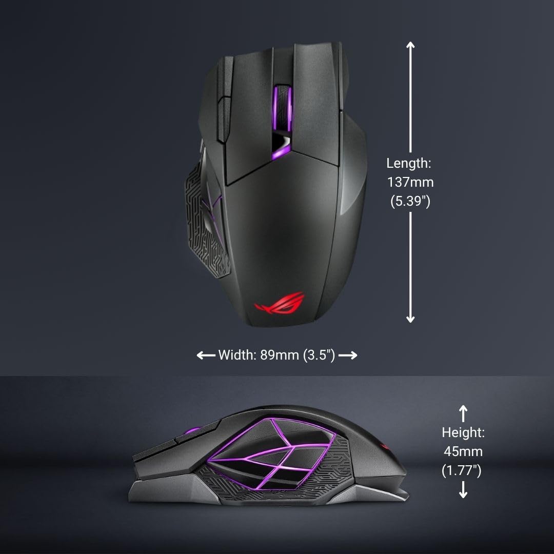 ASUS ROG Harpe Ace Aim Lab Edition Gaming Mouse, 54 g Ultra-Lightwieght, Connectivity (2.4GHz RF, Bluetooth, Wired), 36K DPI Sensor, 5 Programmable Buttons, ROG SpeedNova, Esports & FPS Gaming, Black