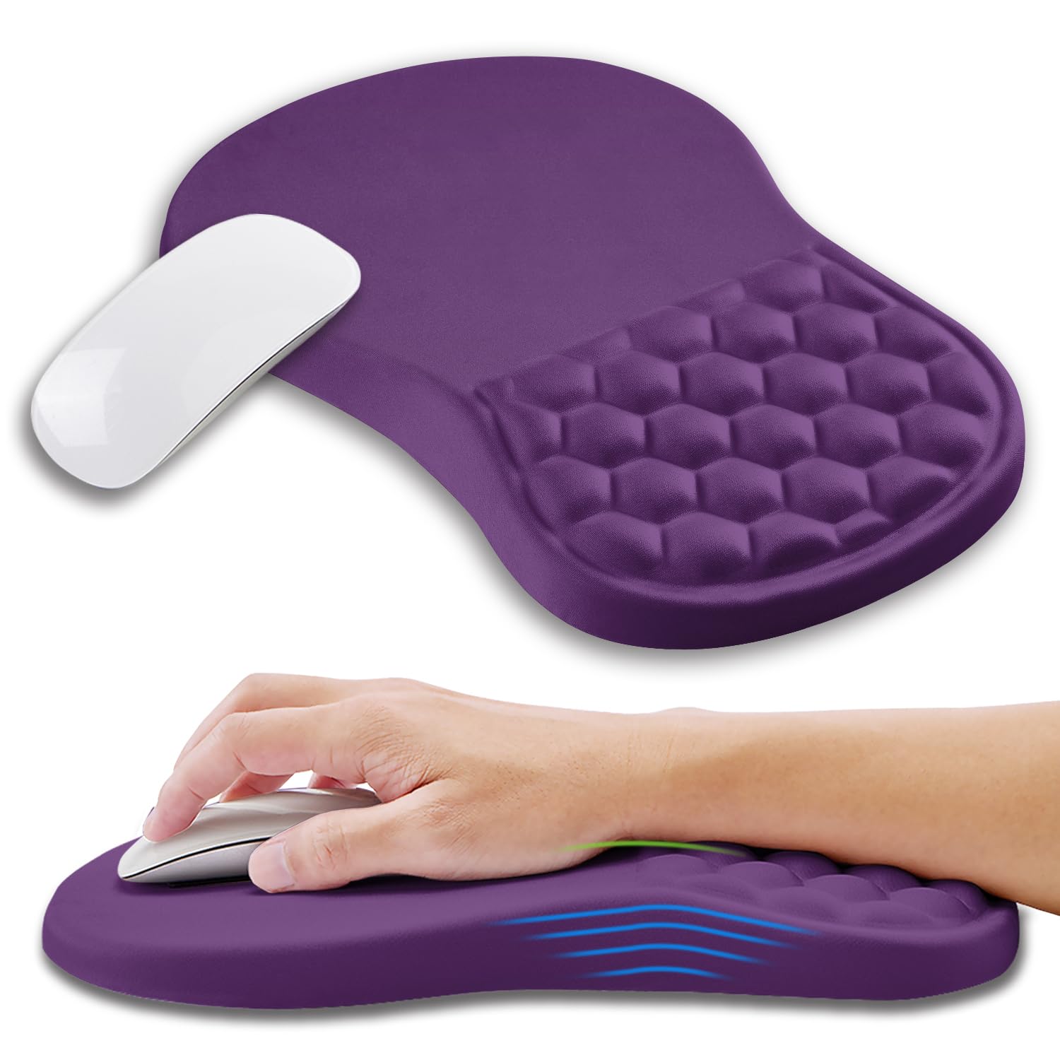 KUOSGM Ergonomic Gaming Mouse Pad with Memory Foam Wrist Rest