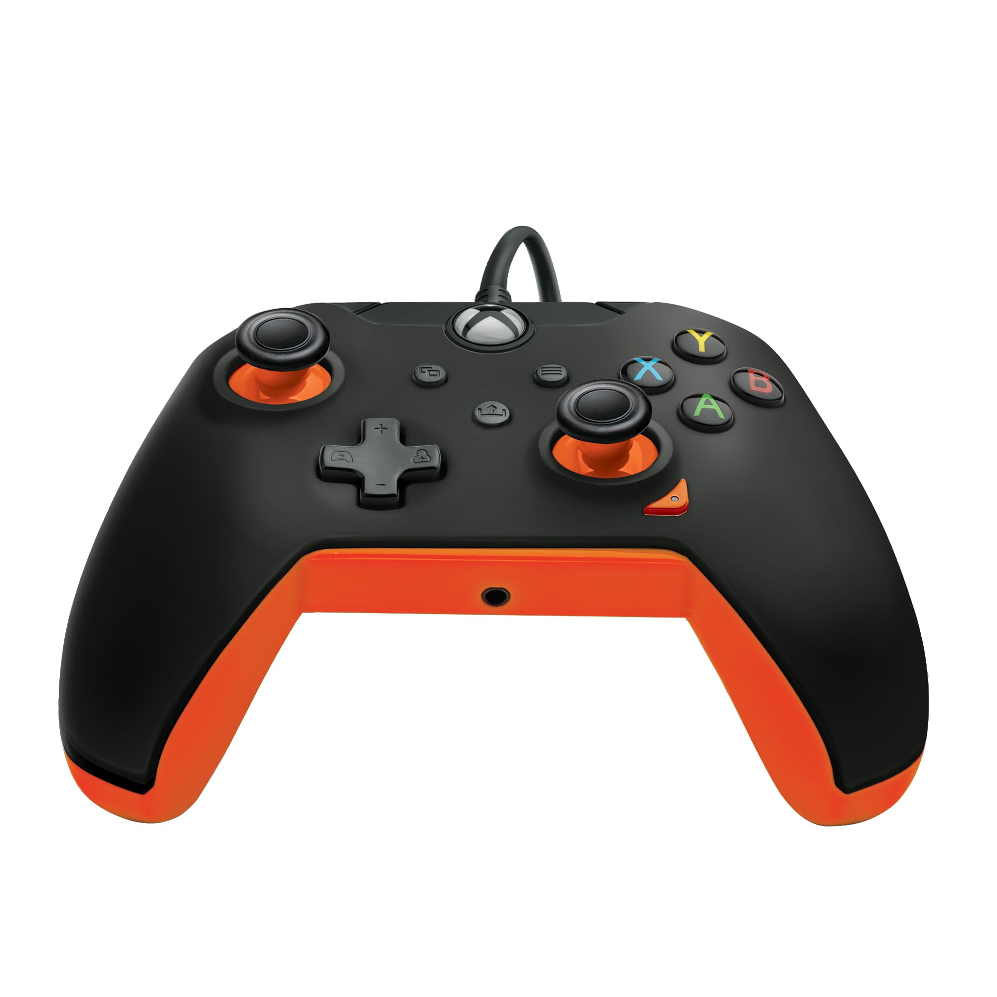 PDP Wired Xbox Gaming Controller: Gamepad Licensed for Xbox Series X|S, Xbox One, PC, Audio Controls, 8ft Cable, 3.5mm jack, Mappable Buttons/Triggers, Companion App: Atomic Black (Black and Orange) (Renewed)