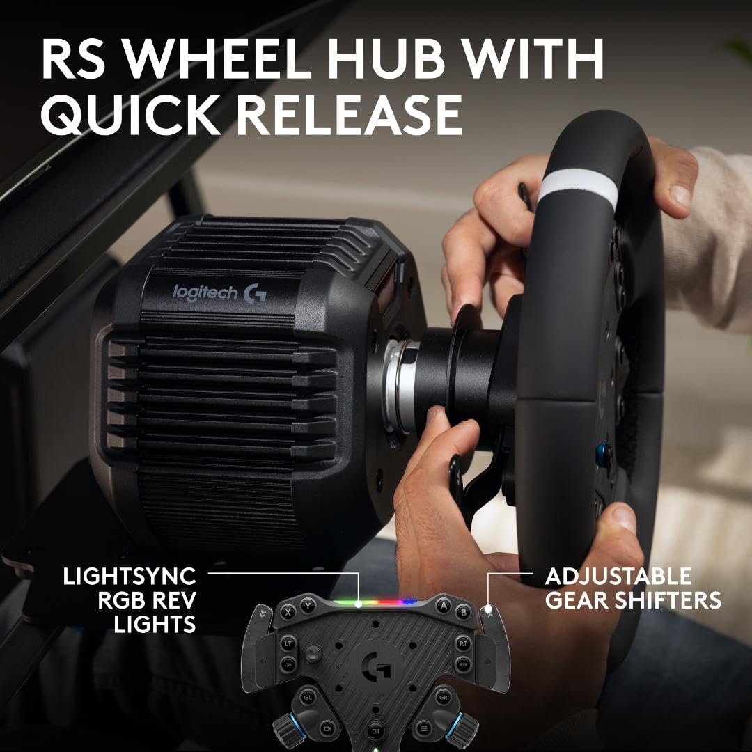 Logitech G RS50 System, 3-Piece Sim Racing Steering Wheel Setup - RS50 Wheel Base with 8 Nm Direct Drive