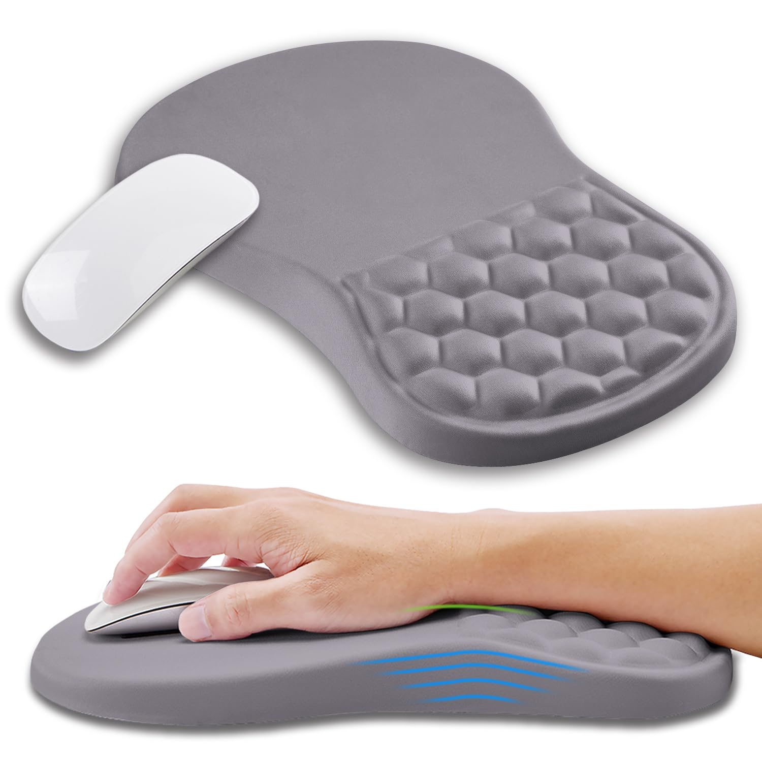 KUOSGM Ergonomic Gaming Mouse Pad with Memory Foam Wrist Rest
