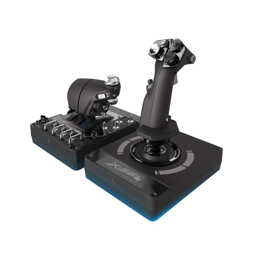 logitech G X56 H.O.T.A.S Throttle and Joystick Flight Simulator Game Controller + Pro Flight Rudder Pedals Bundle
