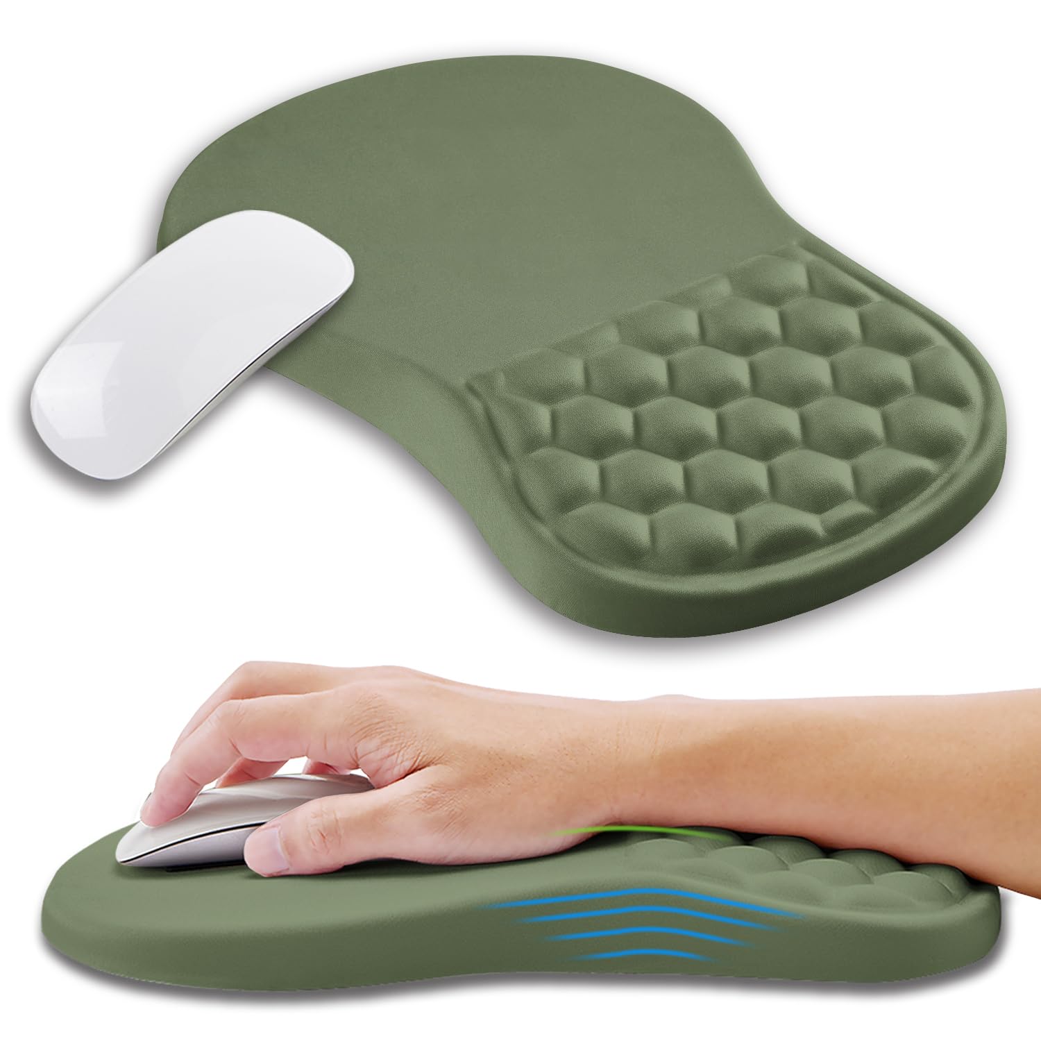 KUOSGM Ergonomic Gaming Mouse Pad with Memory Foam Wrist Rest