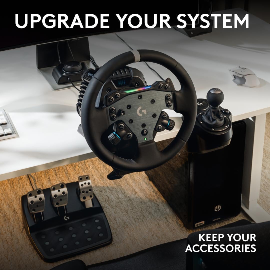 Logitech G RS50 System, 3-Piece Sim Racing Steering Wheel Setup - RS50 Wheel Base with 8 Nm Direct Drive