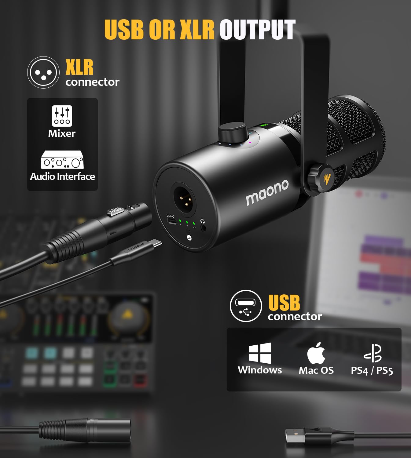 MAONO PD400X USB/XLR Dynamic Microphone for Podcasting/Streaming