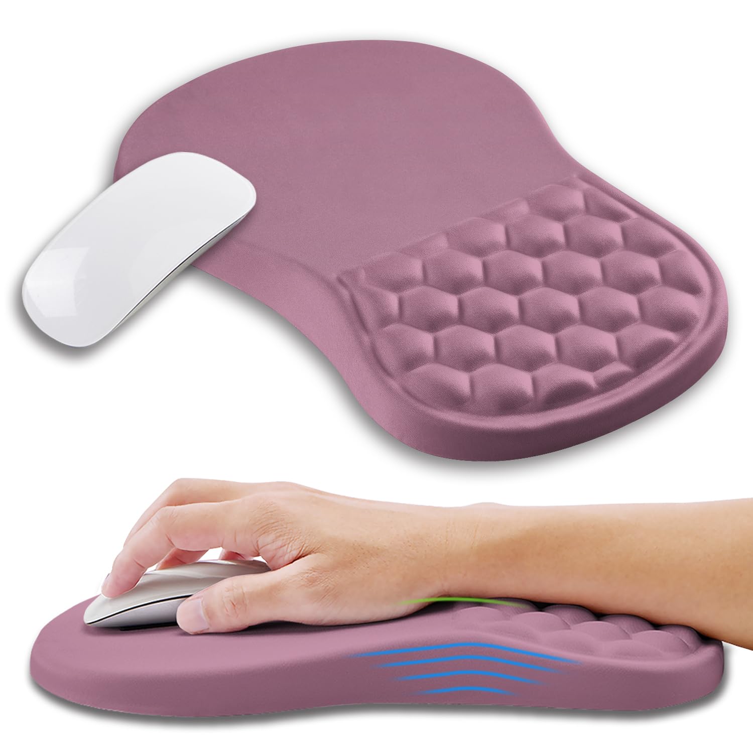 KUOSGM Ergonomic Gaming Mouse Pad with Memory Foam Wrist Rest