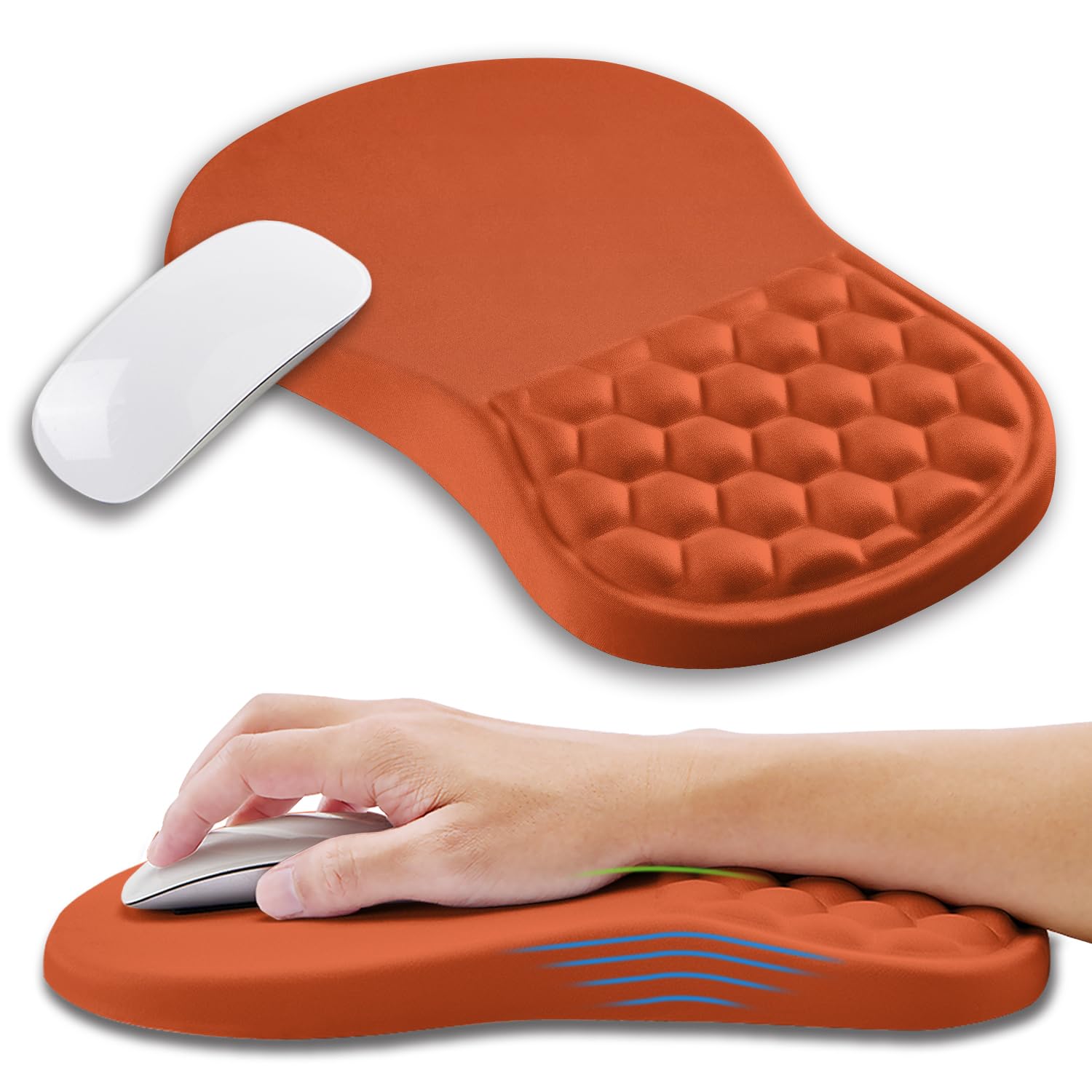 KUOSGM Ergonomic Gaming Mouse Pad with Memory Foam Wrist Rest