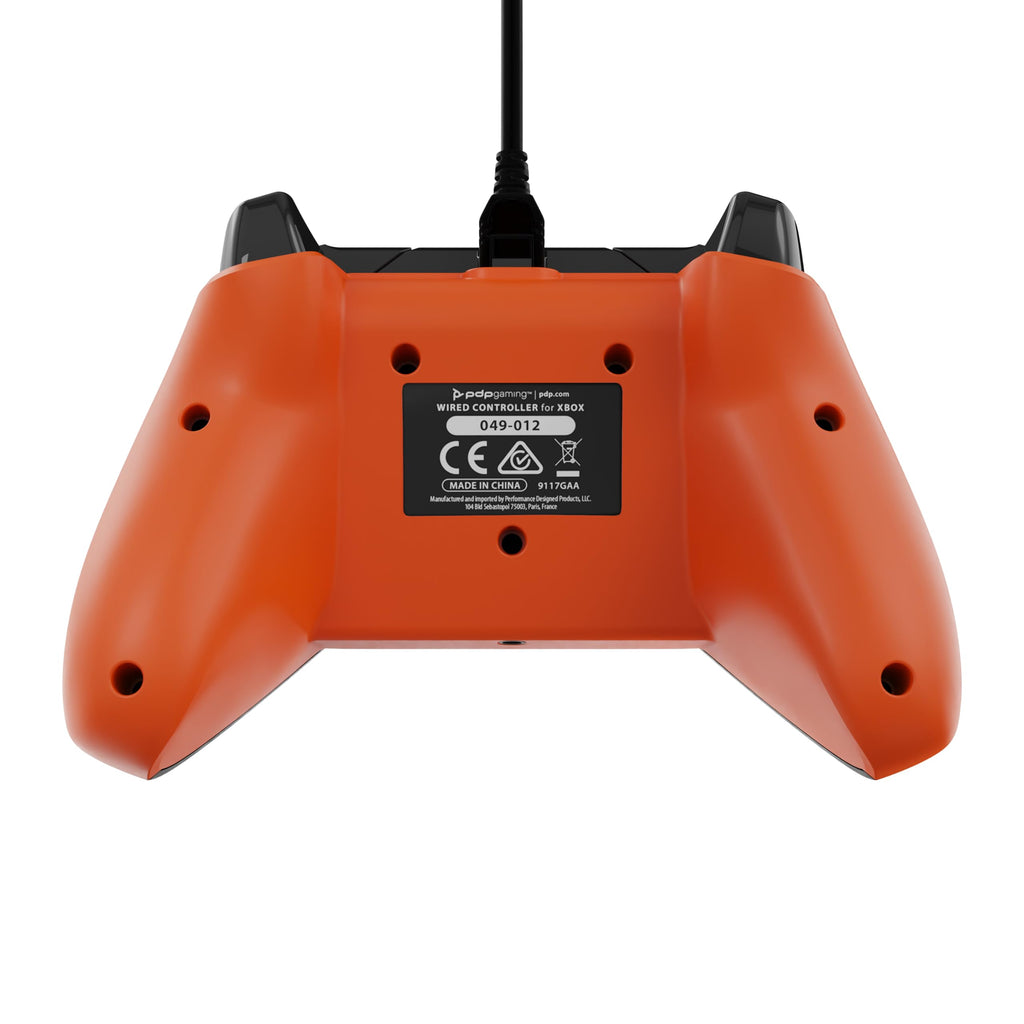 PDP Wired Xbox Gaming Controller: Gamepad Licensed for Xbox Series X|S, Xbox One, PC, Audio Controls, 8ft Cable, 3.5mm jack, Mappable Buttons/Triggers, Companion App: Atomic Black (Black and Orange) (Renewed)