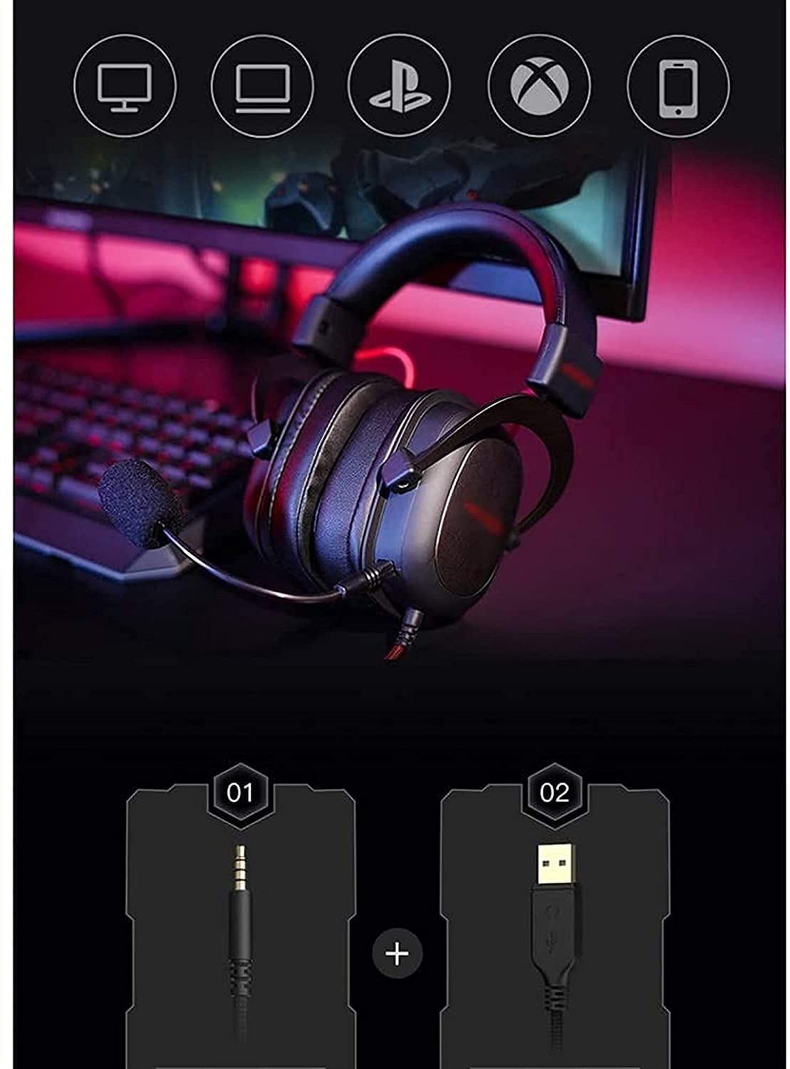 zhanghong Gaming Headset 3.5mm Wired Bass Stereo Noise Isolation Gaming Headphones with Mic for Laptop Computer, Cellphone, PS4 and so on- Volume Control