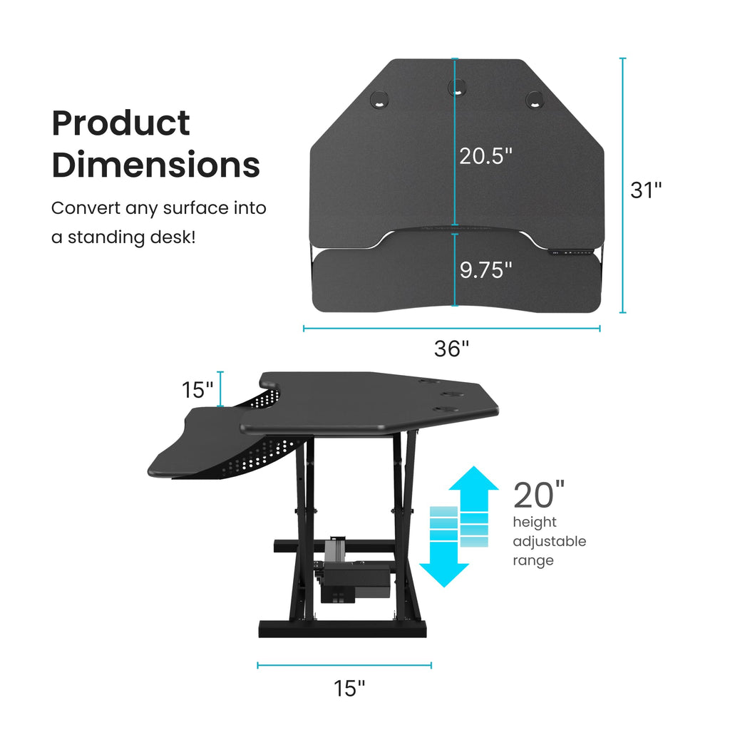 VERSADESK PowerPro Elite Smart Corner Standing Desk Converter