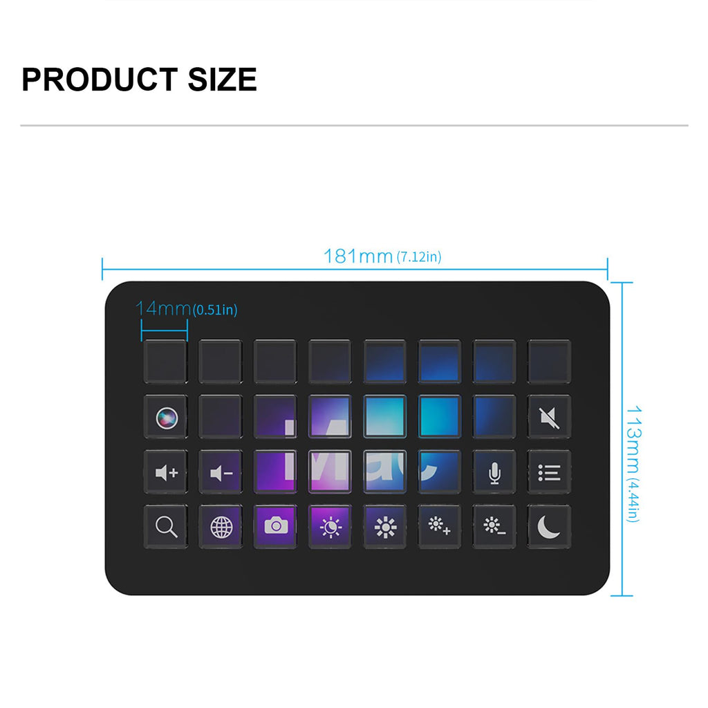 budebuse Broadly Compatible 32 Visual Control Programmable Keyboard for Streamdeck Live Streaming Control and Setting Video Editing Keyboards