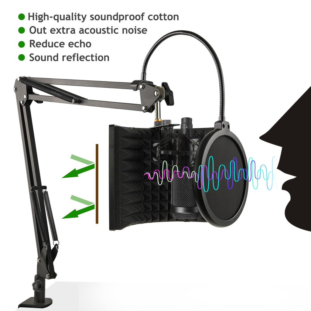 Frgyee Microphone Isolation Shield for Streaming & Recording