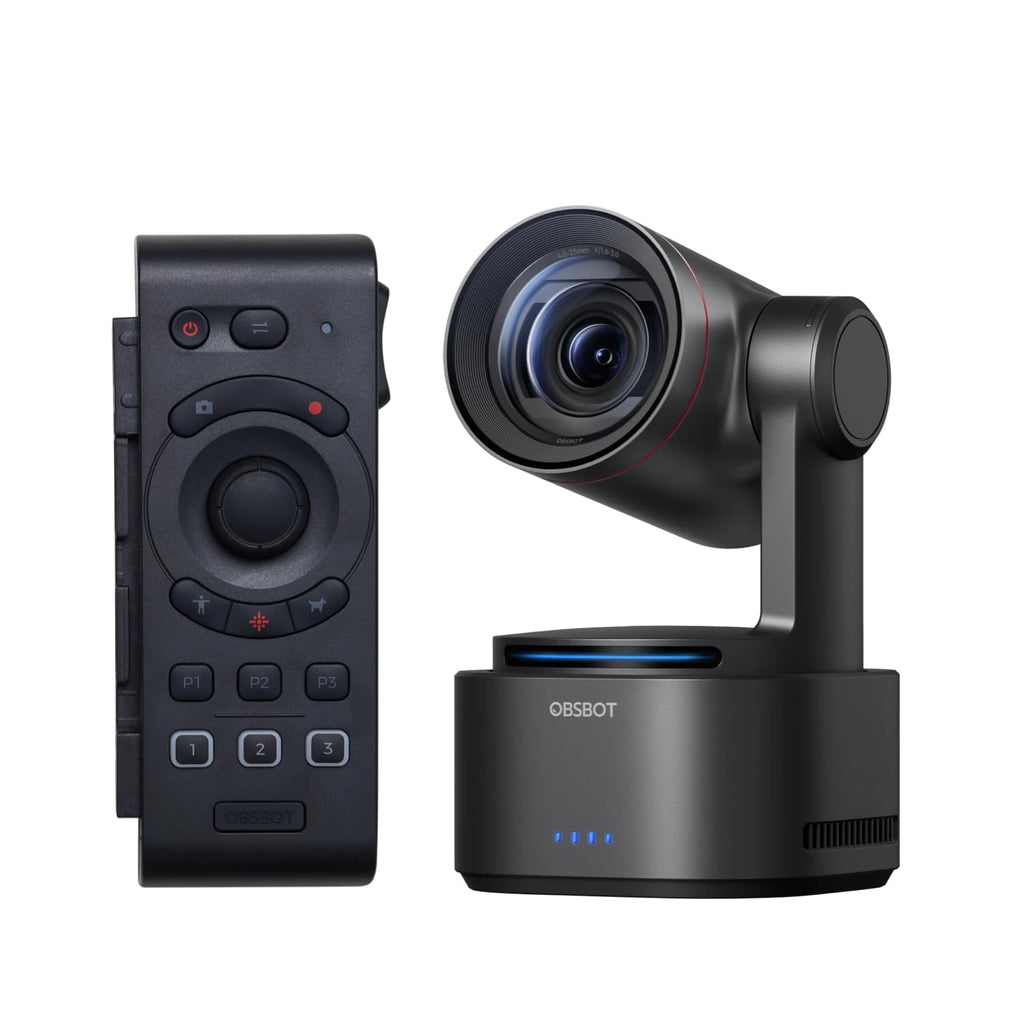 OBSBOT Tail 2 4K Webcam with Built-in NDI HX3 AI Auto-Tracking PTZ Camera, Bundle with Remote Controller, for Professional Streaming, Video Conferencing & Multi-Camera Setup Works with Zoom Teams OBS