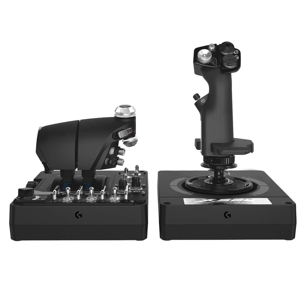 logitech G X56 H.O.T.A.S Throttle and Joystick Flight Simulator Game Controller + Pro Flight Rudder Pedals Bundle