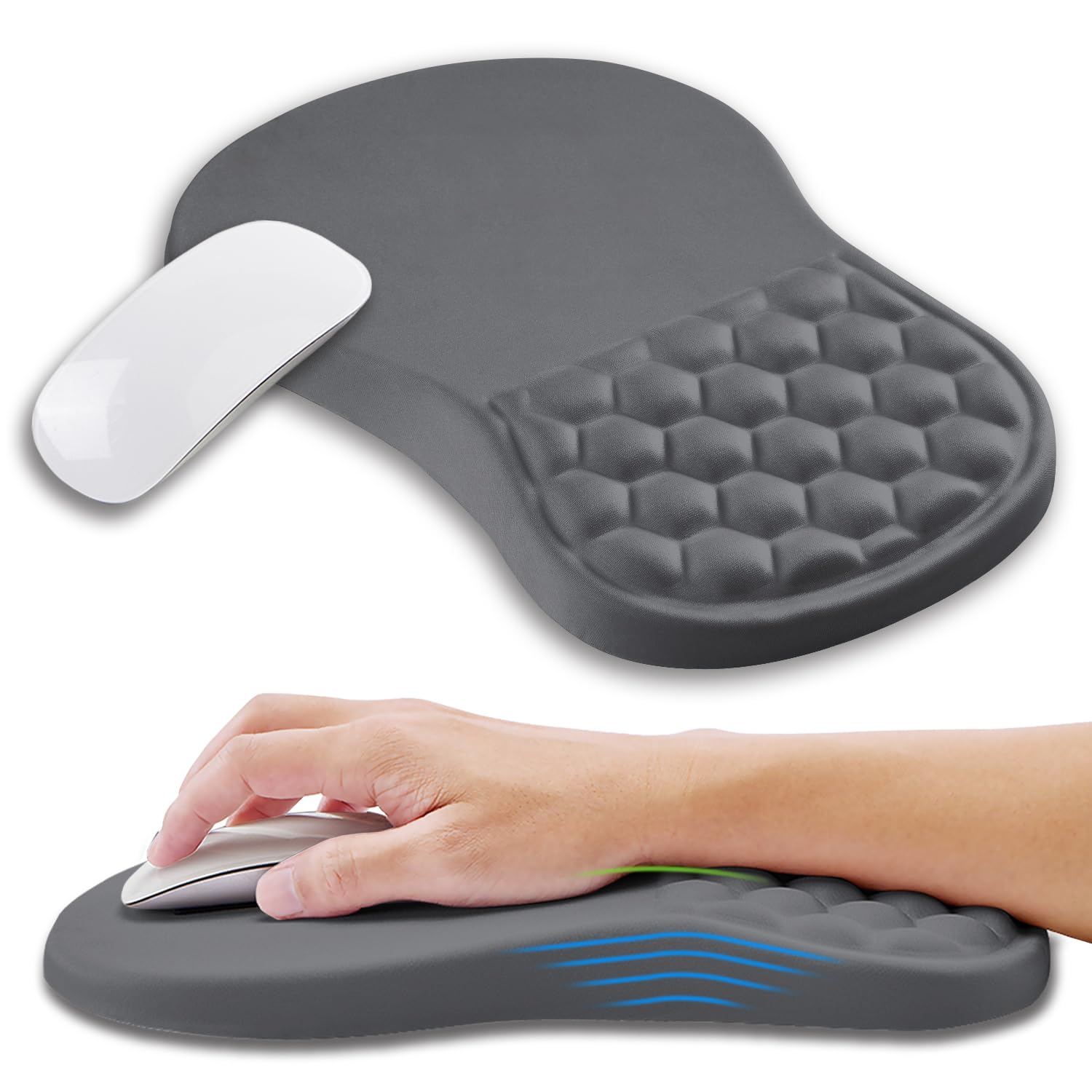 KUOSGM Ergonomic Gaming Mouse Pad with Memory Foam Wrist Rest