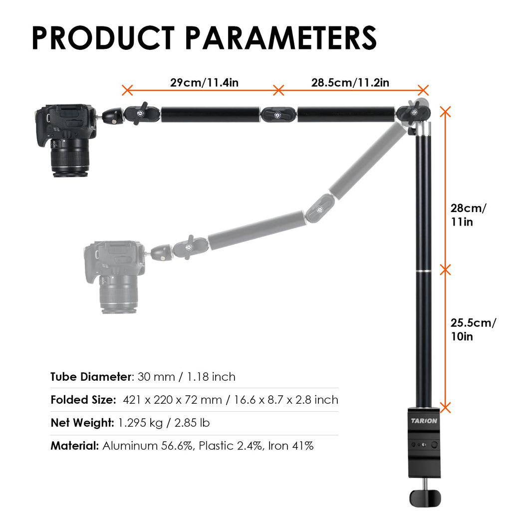 TARION Overhead Camera Desk Mount Articulated with Gear Joints TKA01-L