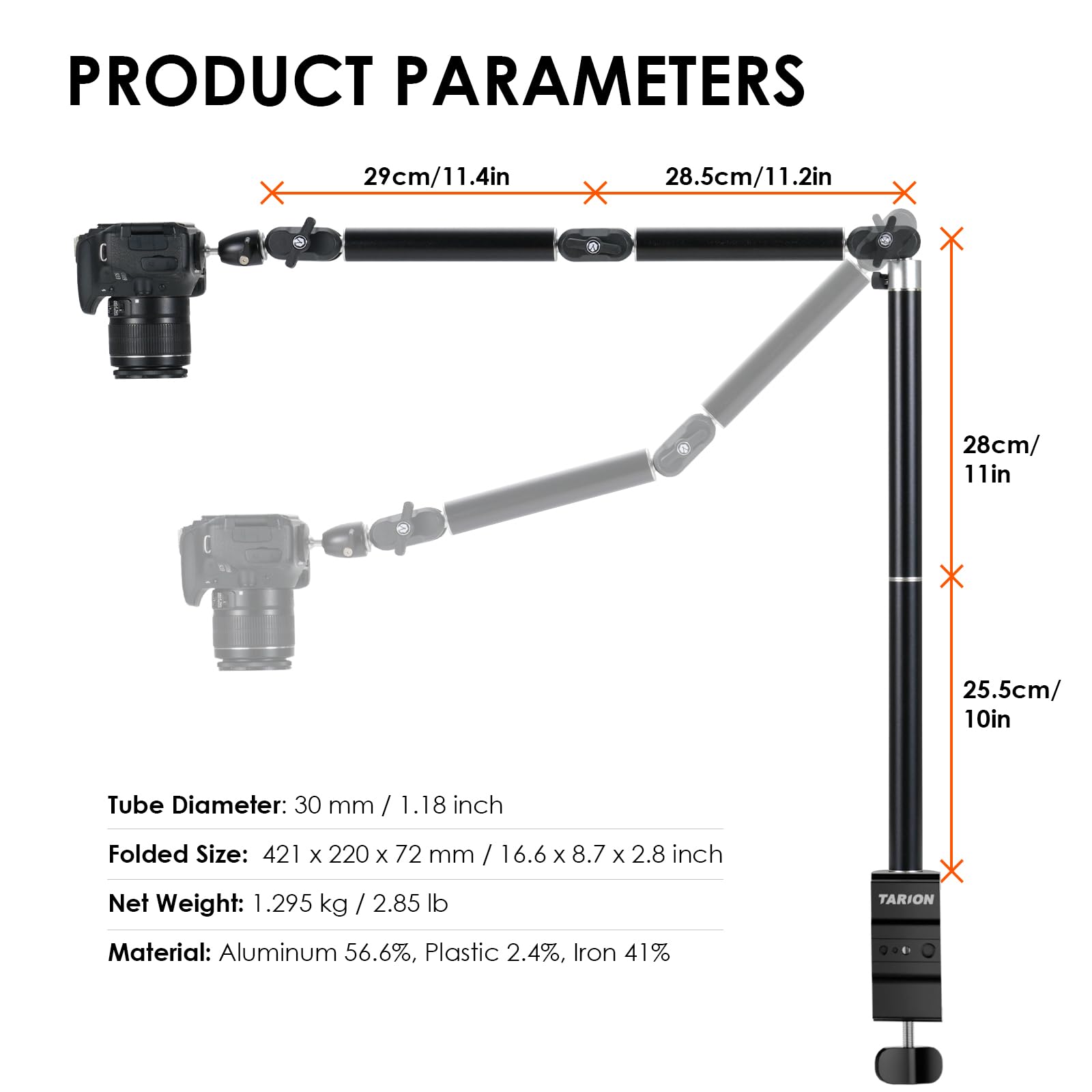 TARION Overhead Camera Desk Mount Articulated with Gear Joints TKA01-L