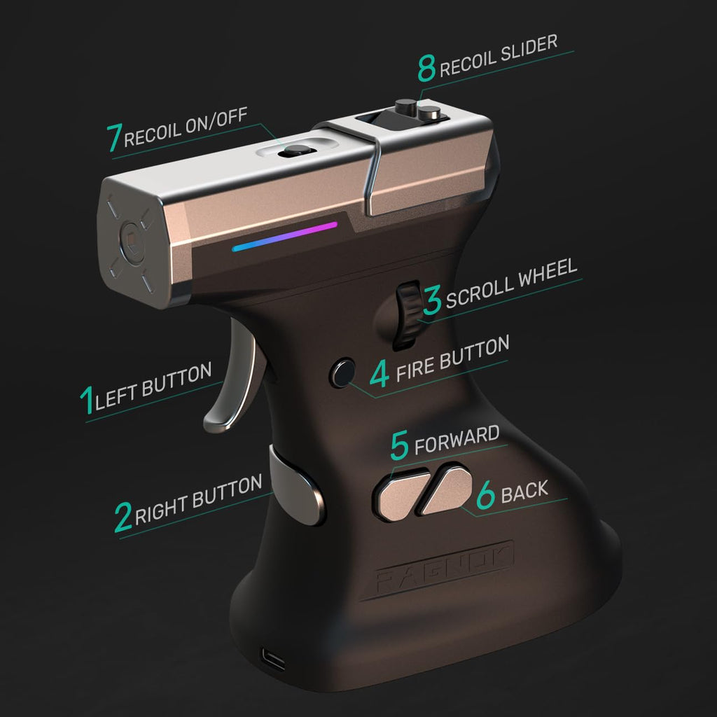 RAGNOK ErgoStrike7: Next-Gen FPS Gaming Mouse with Recoil (Black) - FPS Gun Grip Mouse, Ergonomic Vertical Design, Wireless/Wired USB for PC Gamers