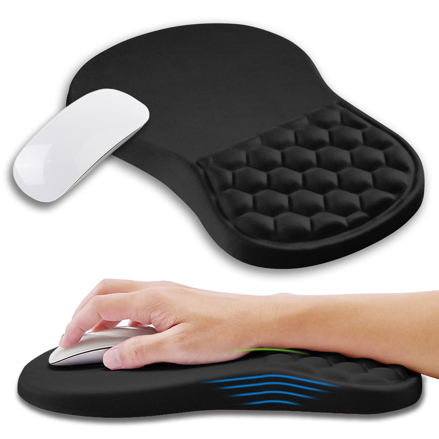 KUOSGM Ergonomic Gaming Mouse Pad with Memory Foam Wrist Rest