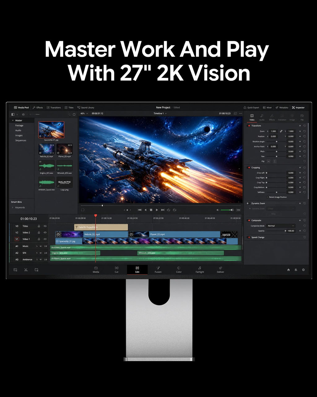 Kuycon K500 27 inch 2K QHD Monitor, OLED Glossy Panel