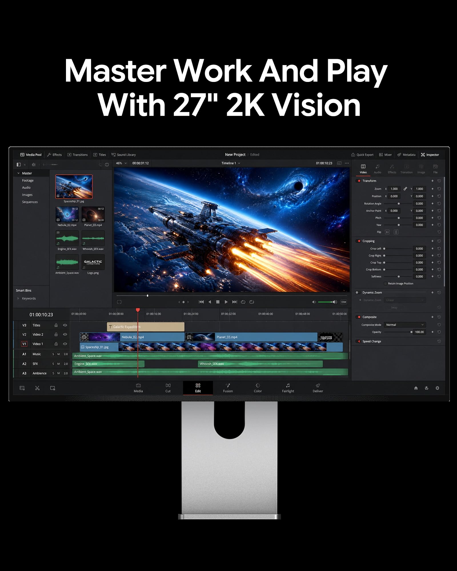 Kuycon K500 27 inch 2K QHD Monitor, OLED Glossy Panel