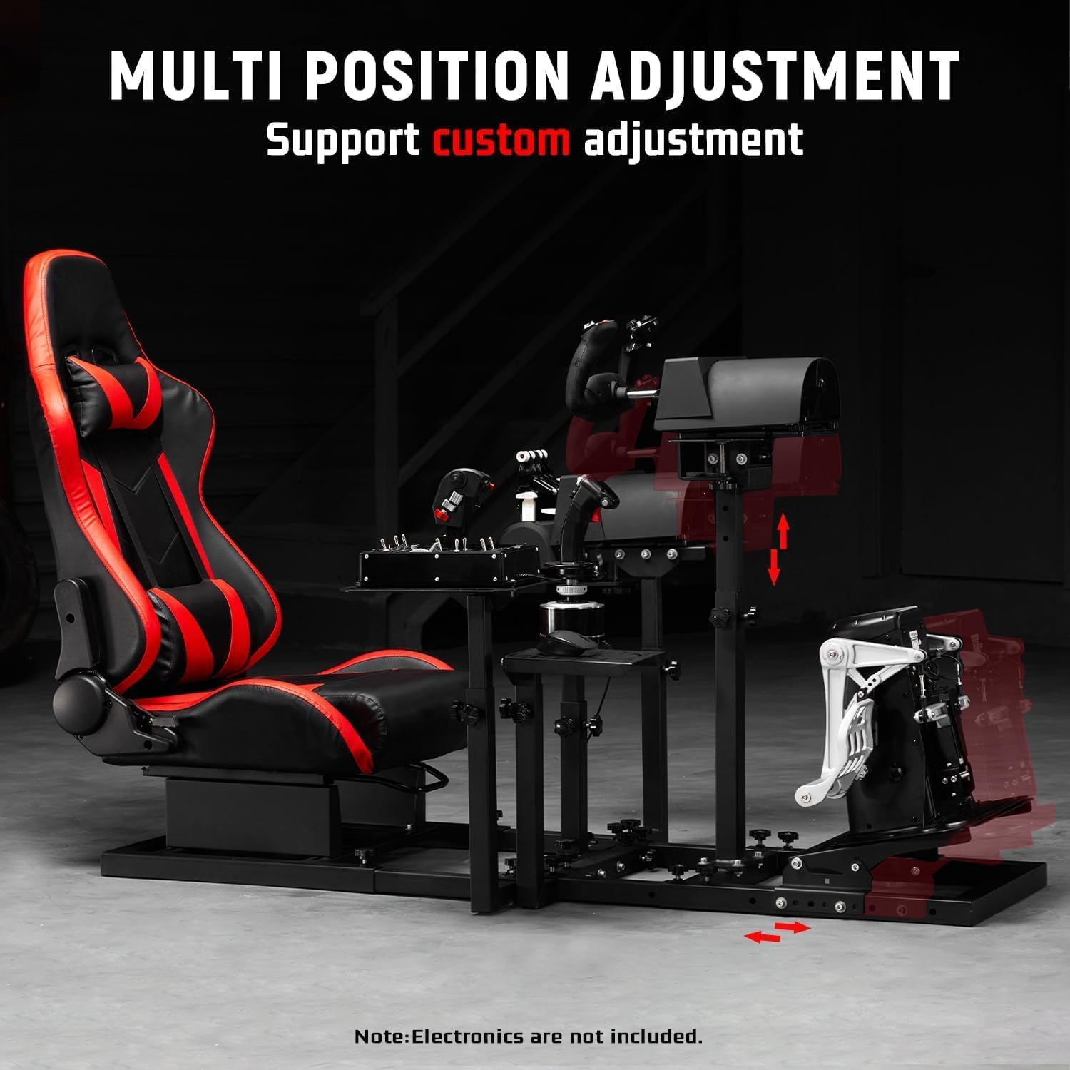 Dardoo Flight Racing Simulator Cockpit with Ergonomic Seat Fit for Logitech G29 G923, for Thrustmaster T150 Hotas Warthog,Adjustable Steering Wheel Stand,Excluding Wheel,Pedal,Handbrake & Joystick