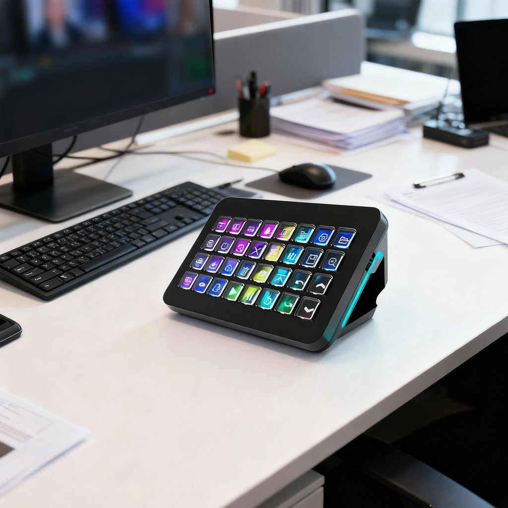 Keypad Portable 32 Customizable Macros Keyboard with Visual Console for Streamdeck Control Video Editing Keyboards