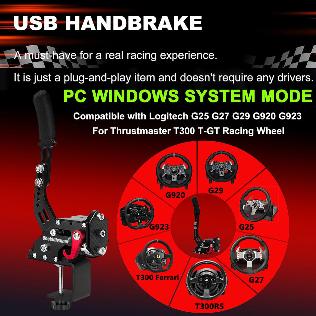 4-in-1 USB Handbrake Clamp for XBOX ONE/XBOX ONE Series : Compatible with Logitech G923(Advanced G920) - PC Handbrake for G27 G29 G920 G923 Thrusmsater T300 T500-Racing Game Handbrake Racing Wheel