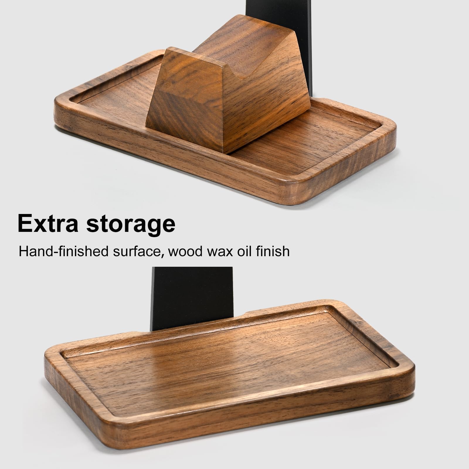 UPERGO Walnut Gaming Headset & Controller Stand with Storage