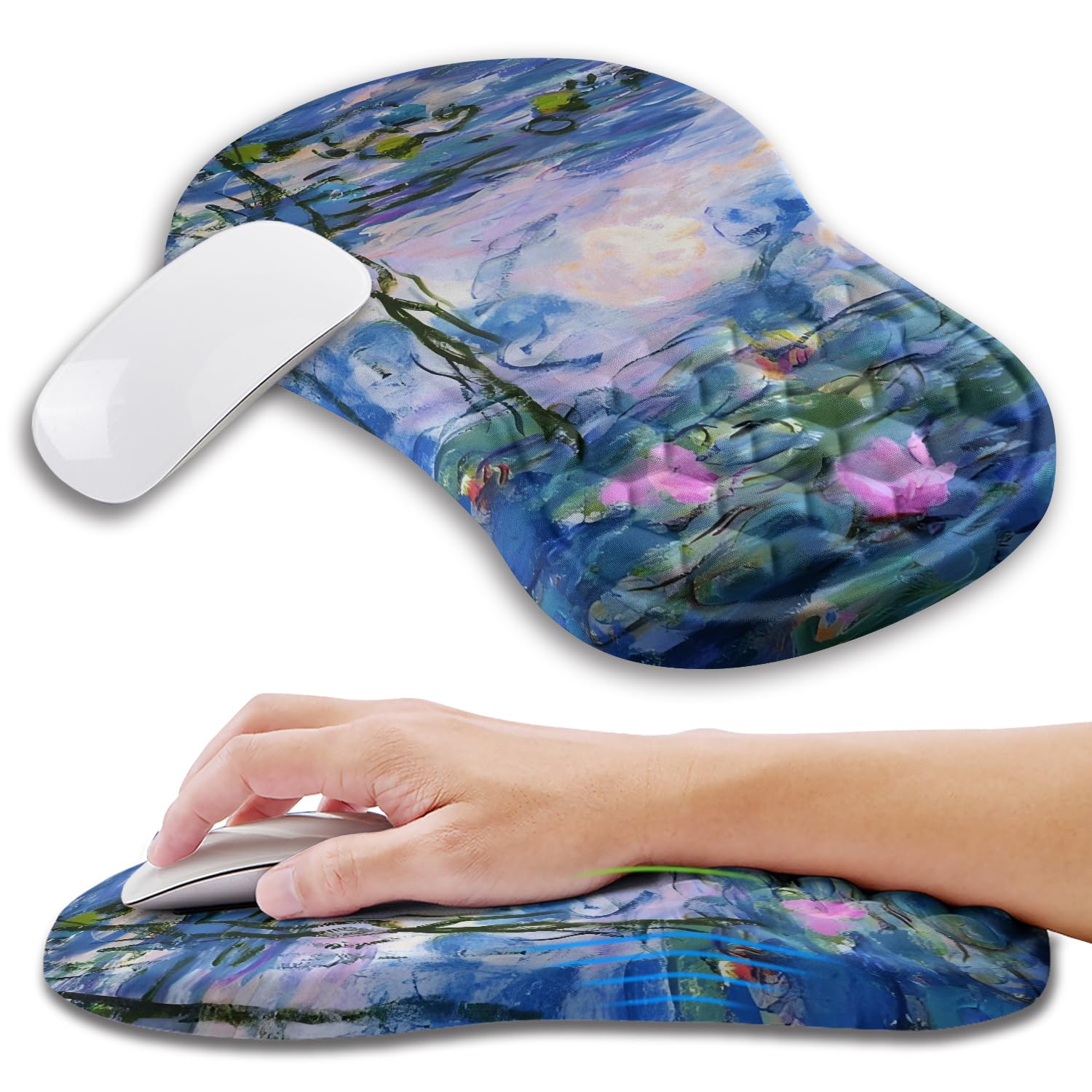 KUOSGM Ergonomic Gaming Mouse Pad with Memory Foam Wrist Rest