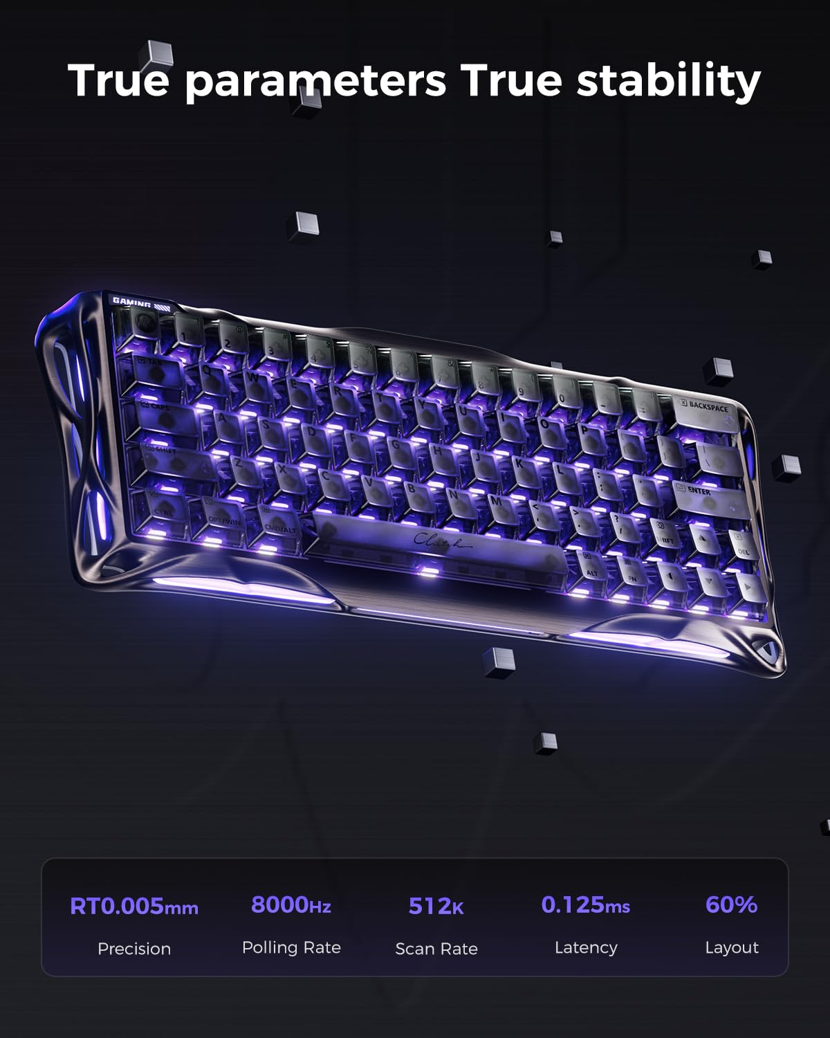 GravaStar Mercury V60 Pro 60% HE Magnetic Gaming Keyboard, True 8kHz Polling Rate, 0.125ms Latency, Dynamic Rapid Trigger, 0.005mm Adjustable Actuation, Full Aluminum Frame