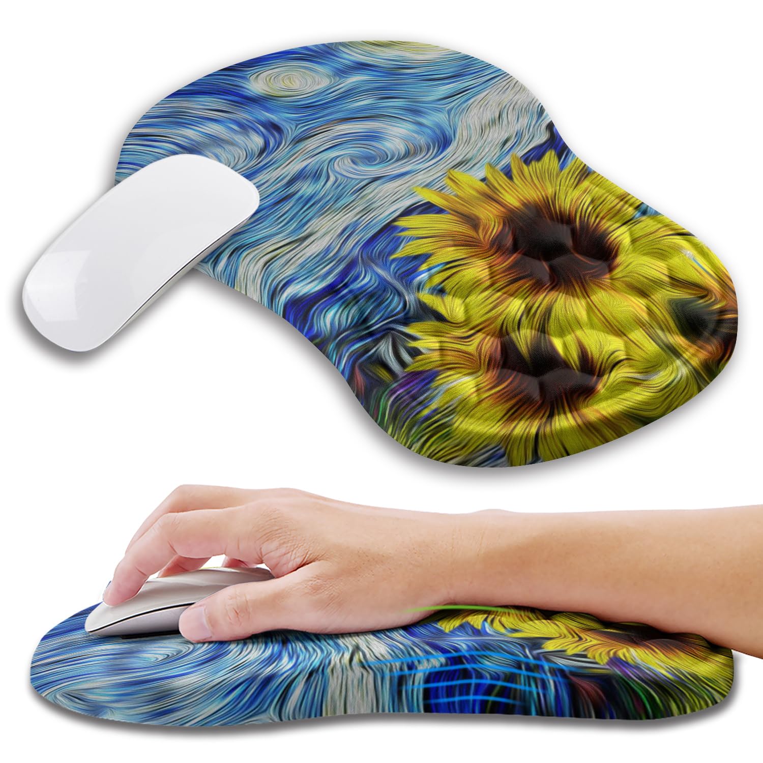 KUOSGM Ergonomic Gaming Mouse Pad with Memory Foam Wrist Rest