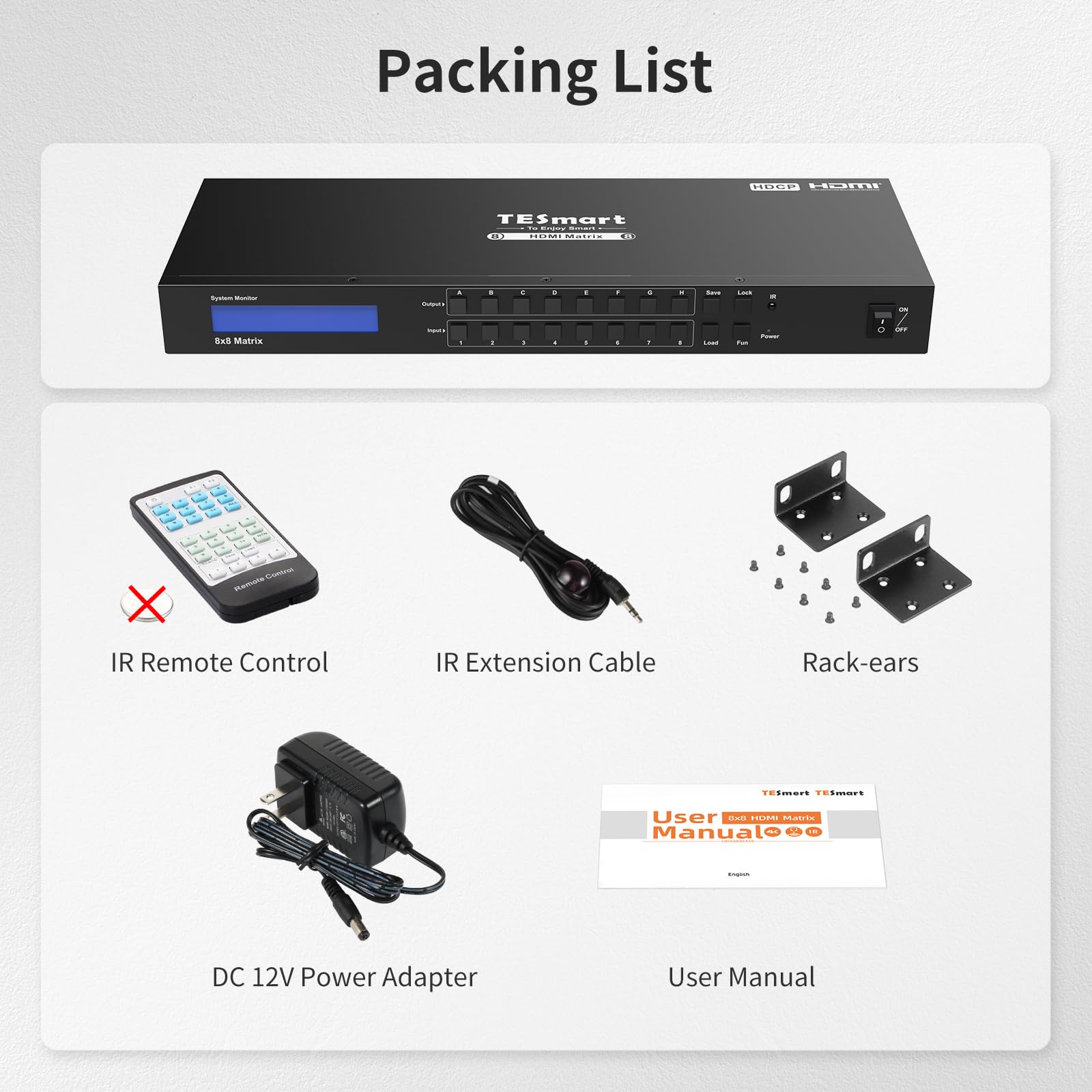 TESmart HDMI Matrix Switch Vedio Switcher Splitter Support Rack Mount, Ultra HD 4K
