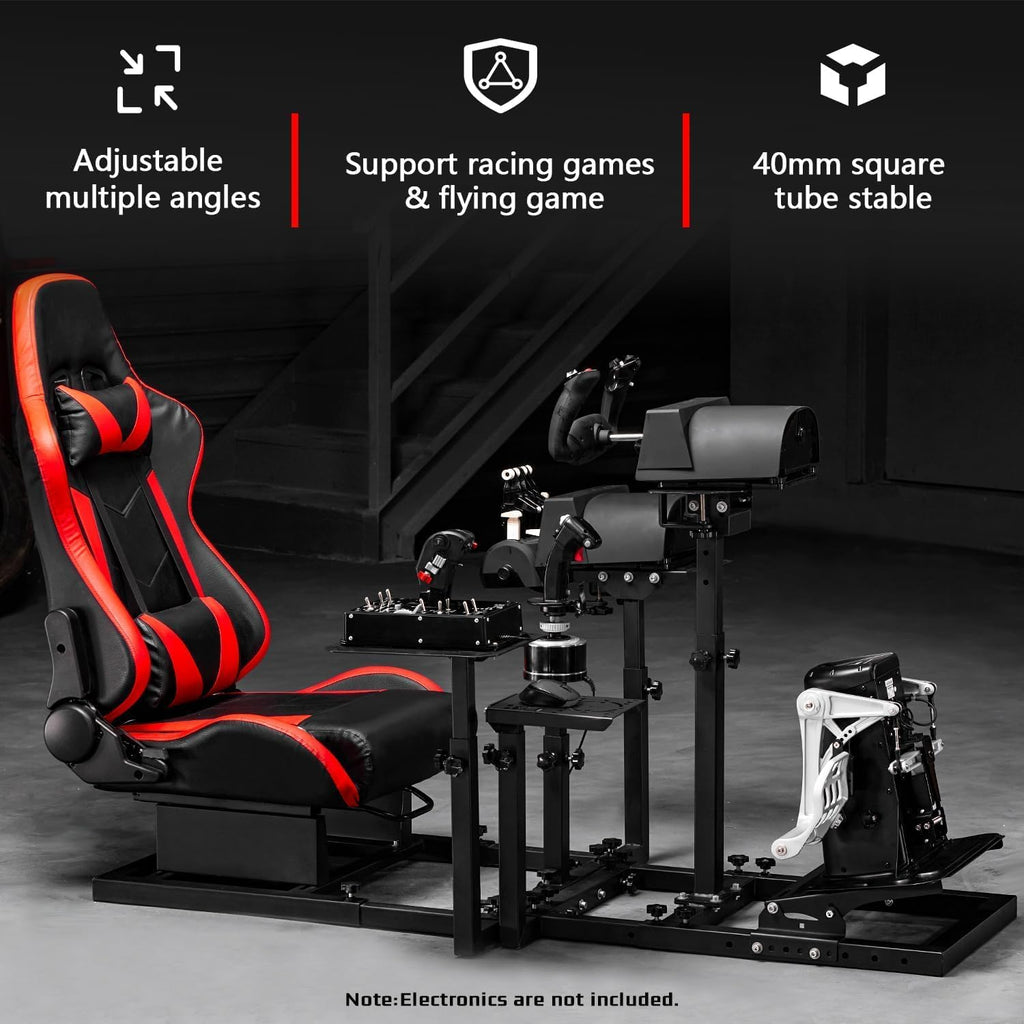 Dardoo Flight Racing Simulator Cockpit with Ergonomic Seat Fit for Logitech G29 G923, for Thrustmaster T150 Hotas Warthog,Adjustable Steering Wheel Stand,Excluding Wheel,Pedal,Handbrake & Joystick