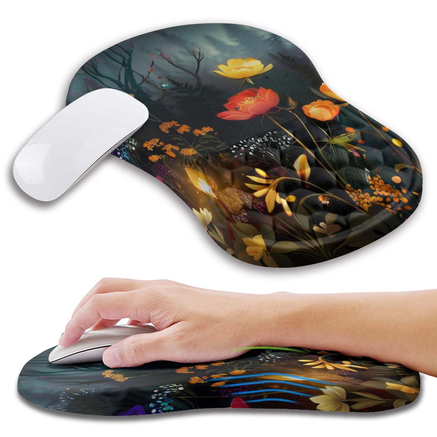 KUOSGM Ergonomic Gaming Mouse Pad with Memory Foam Wrist Rest