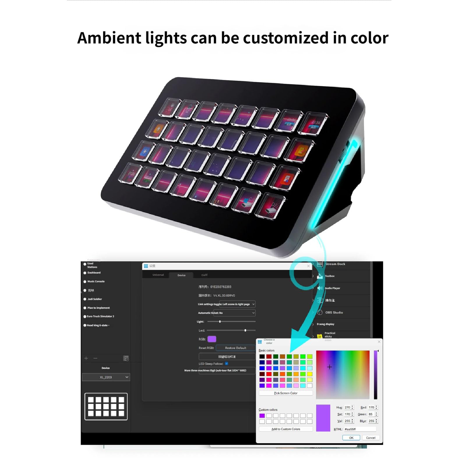 budebuse Broadly Compatible 32 Visual Control Programmable Keyboard for Streamdeck Live Streaming Control and Setting Video Editing Keyboards