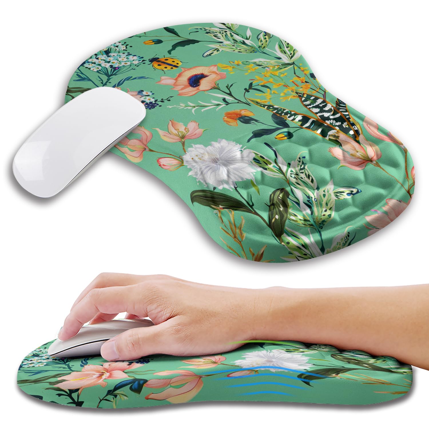 KUOSGM Ergonomic Gaming Mouse Pad with Memory Foam Wrist Rest
