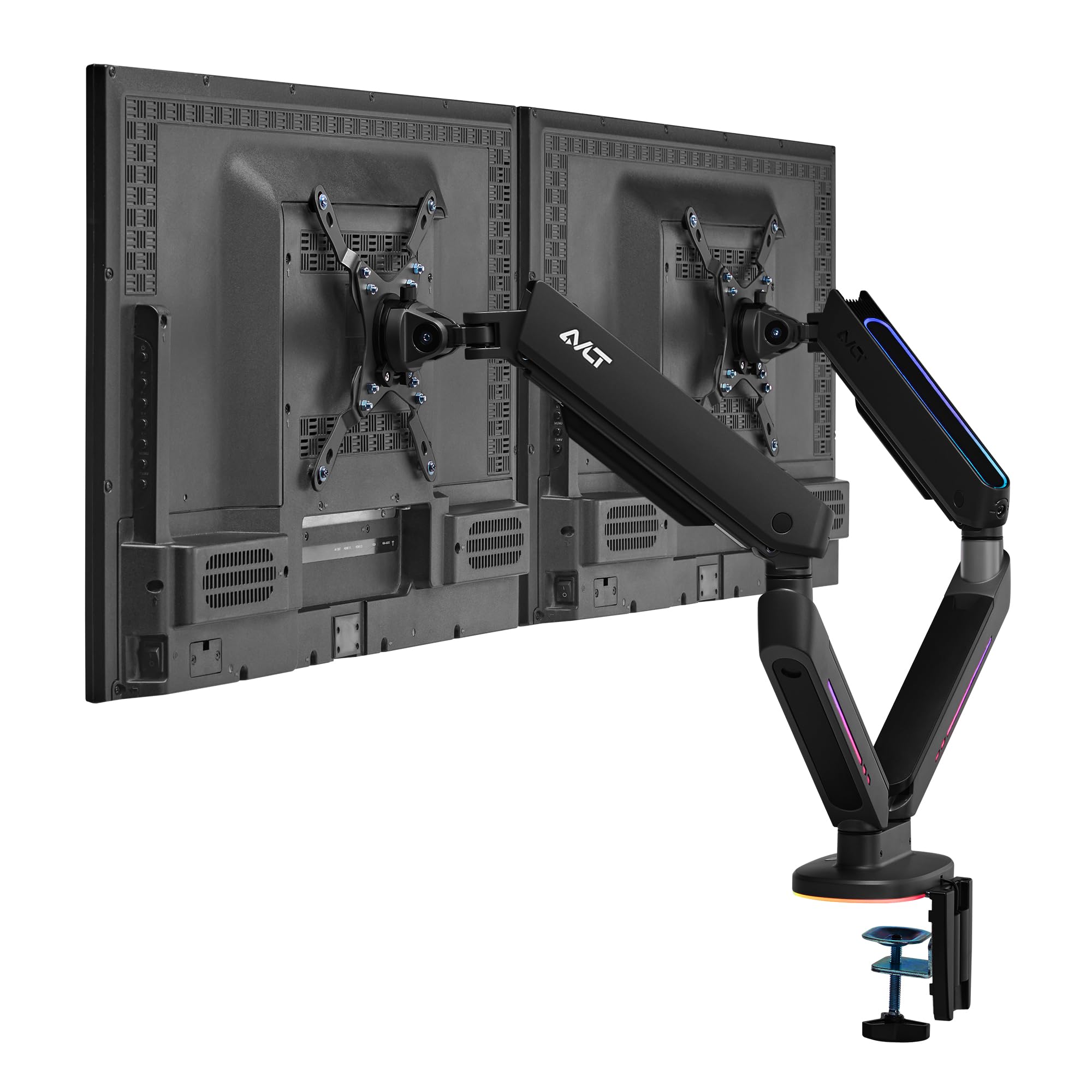 AVLT RGB Gaming Monitor Arm Desk Mount Built-in 20 Lighting Modes Touch Button Control