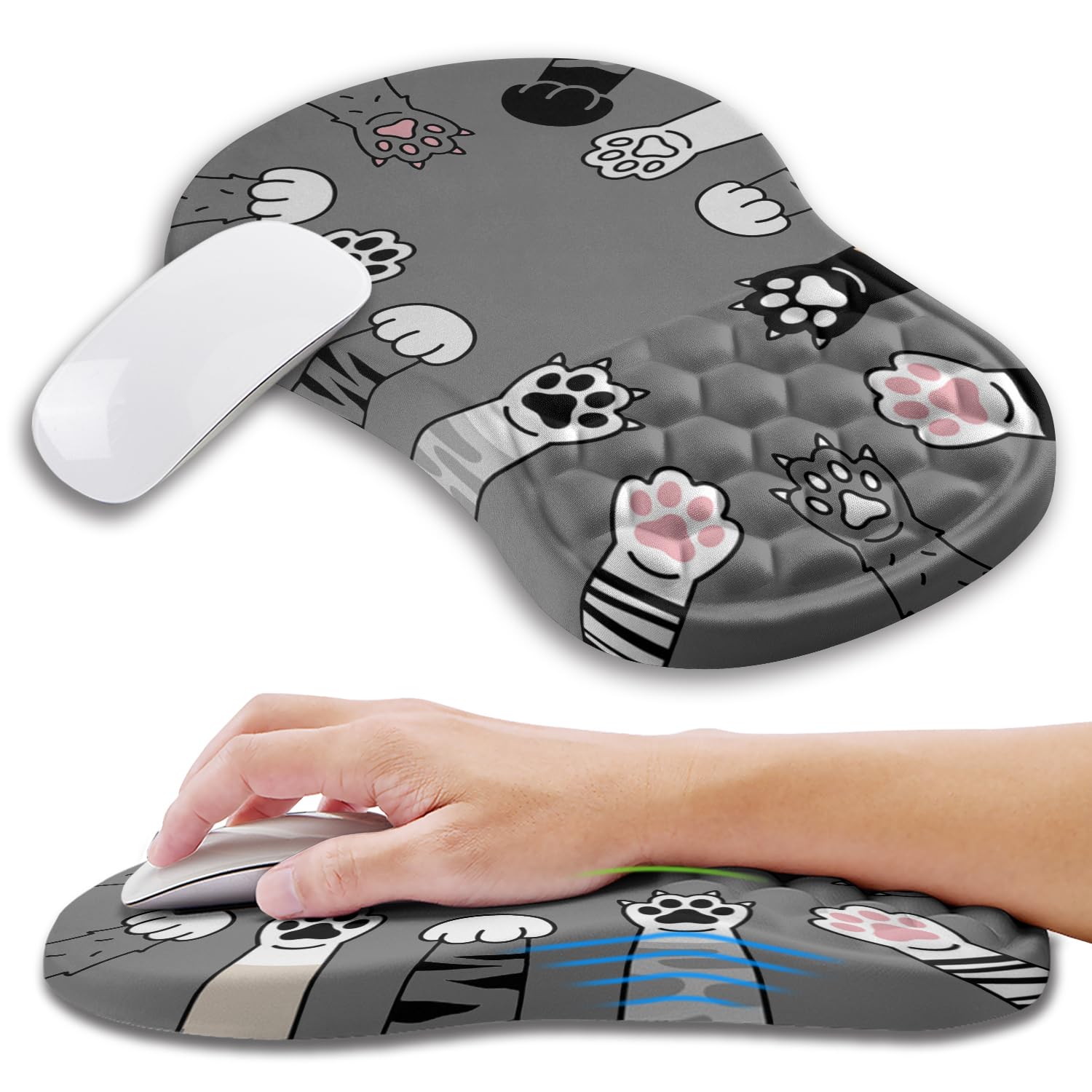 KUOSGM Ergonomic Gaming Mouse Pad with Memory Foam Wrist Rest