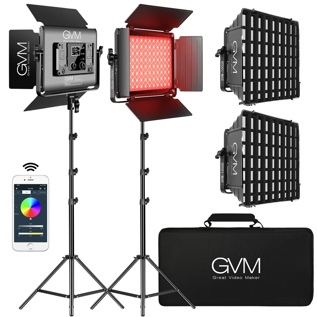 GVM 800D RGB Led Video Light, 2PCS Video Lighting Kit with APP Control, 40W Photography Lighting Led Panel Light with 18 Kinds of The Scene Lights for Studio YouTube, 3200K-5600K, CRI 97+